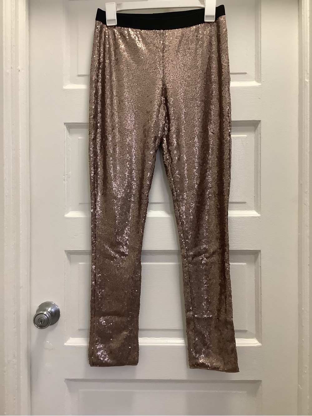 Xhilaration Rose Gold Sequin Leggings Pants (Sz S/P)